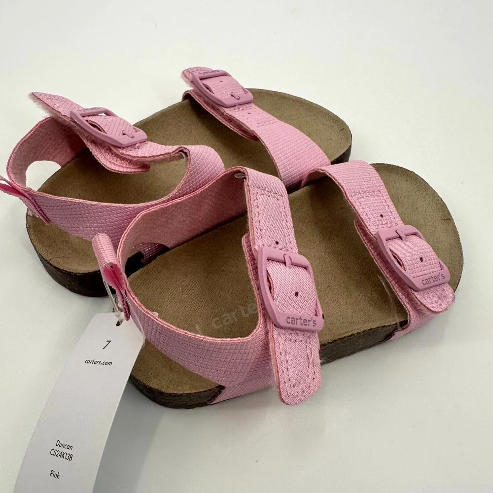 Carter's Duncan Sandals Kids Girl's Size 7 Pink Metallic Buckle‎ Straps CS24K13B